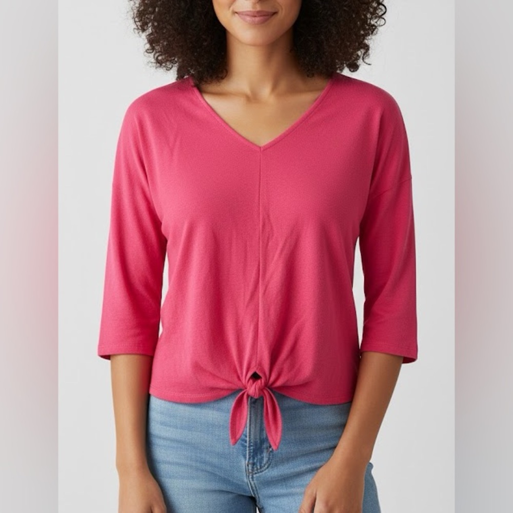 NWT Talbots Women's Hot Pink V-Neck Top